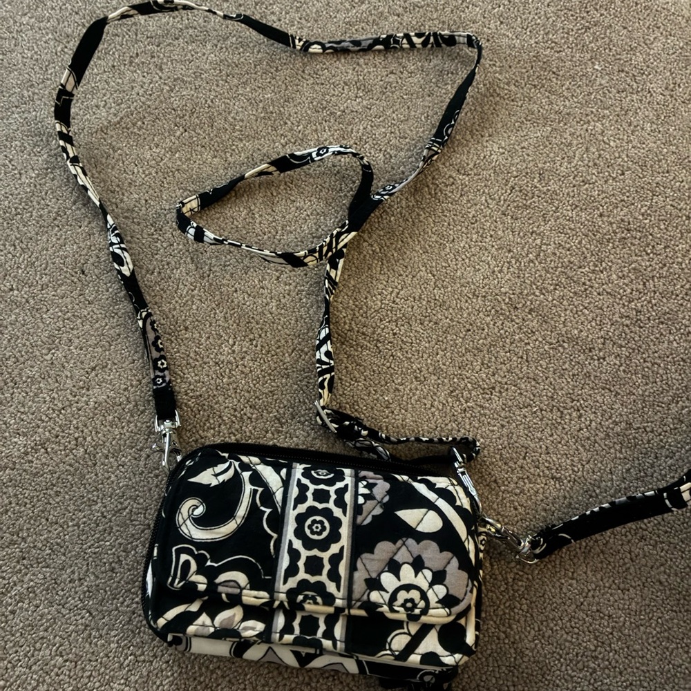 Vera Bradley Black and Cream Quilted Floral Crossbody
